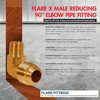 Everflow 1/4" Flare x 1/8" MIP Reducing 90° Elbow Pipe Fitting; Brass F49R-1418